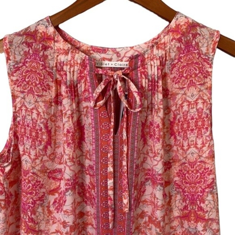Violet + Claire Tunic Floral Sleeveless V-Neck Tie Front Cottagecore Boho Blouse - Picture 2 of 11